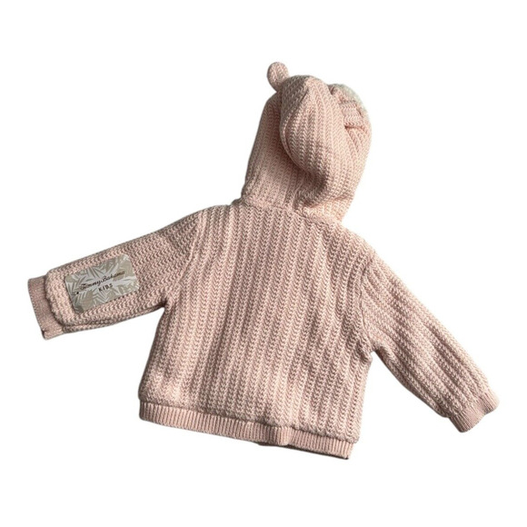 Tommy Bahama Sweater Jacket Size 3-6M Pink Herringbone Sherpa Lined Bunny Ears - Picture 5 of 10